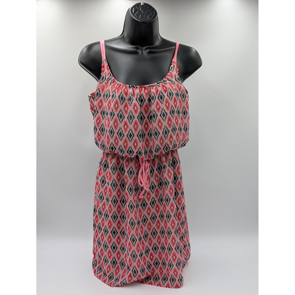 City Triangles Pink Diamond Pattern Spaghetti‎ Strap Casual Dress Women's Size S